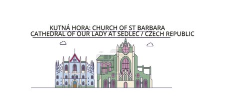 Illustration for Czech Republic, Kutna Hora travel landmarks, vector city tourism illustration - Royalty Free Image