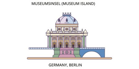 Illustration for Germany, Berlin, Museum Island travel landmarks, vector city tourism illustration - Royalty Free Image