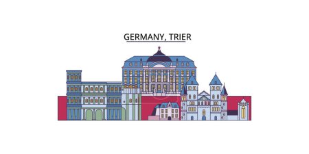 Illustration for Germany, Trier travel landmarks, vector city tourism illustration - Royalty Free Image