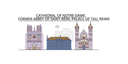 Illustration for France, Reims travel landmarks, vector city tourism illustration - Royalty Free Image