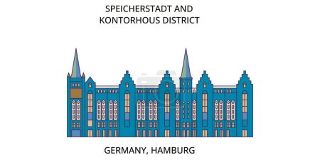 Téléchargez les illustrations : Allemagne, Hambourg, tourisme urbain vectoriel illustration - en licence libre de droit