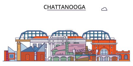 Ilustración de Estados Unidos, Chattanooga lugares de interés turístico, vector ciudad turismo ilustración - Imagen libre de derechos