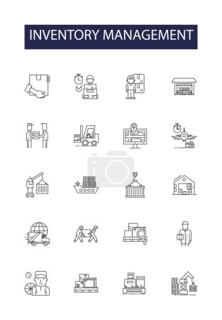 Illustration for Inventory management line vector icons and signs. Control, Tracking, Storage, System, Counting, Allocation, Inventory, Monitoring vector outline illustration set - Royalty Free Image