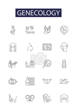 Illustration for Genecology line vector icons and signs. Genes, Genetics, Heredity, Evolution, Organisms, Populations, Natural, Selection vector outline illustration set - Royalty Free Image