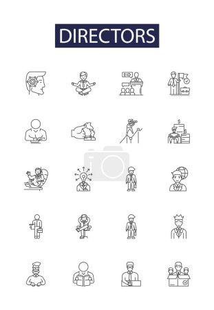 Illustration for Directors line vector icons and signs. Executives, Administrators, Supervisors, Managers, Producers, Chairpersons, Commissioners, Governors vector outline illustration set - Royalty Free Image