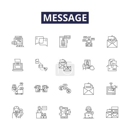 Illustration for Message line vector icons and signs. Notice, Signal, Communication, Alert, Remark, Text, Comment, Expression vector outline illustration set - Royalty Free Image