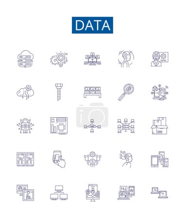 Data line icons signs set. Design collection of Data, Analytics, Analysis, Storage, Records, Collection, Database, Processing outline vector concept illustrations