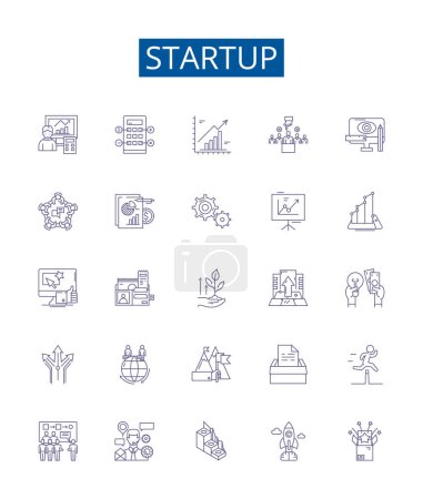 Startup line icons signs set. Design collection of Entrepreneur, Founding, Launch, Business, Innovate, Enterprise, Investing, Growth outline vector concept illustrations