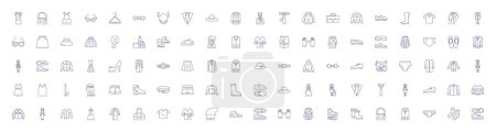 Illustration for Fashion market line icons signs set. Design collection of Clothing, Garment, Runway, Style, Trend, Boutique, Design, Accessories outline vector concept illustrations - Royalty Free Image