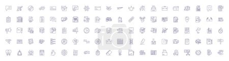 Illustration for Coworking line icons signs set. Design collection of Sharing, Networking, Office, Collaboration, Community, Rugged, Hot desking, Connecting outline vector concept illustrations - Royalty Free Image