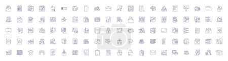 Illustration for Folders and files line icons signs set. Design collection of folders, files, organization, storage, backup, archive, retrieval, sharing outline vector concept illustrations - Royalty Free Image