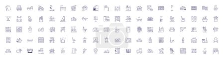 Illustration for Home services line icons signs set. Design collection of Homecare, Cleaning, Repair, Maintenance, Plumbing, Heating, Painting, Pest outline vector concept illustrations - Royalty Free Image