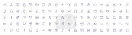 Healthy lifestyle line icons signs set. Design collection of Exercise, Nutrition, Sleep, Hydration, Balance, Moderation, Wellness, Relaxation outline vector concept illustrations