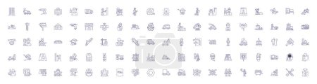Illustration for Construction technology line icons signs set. Design collection of Construction, Technology, Building, Engineering, Design, Robotics, Automation, Materials outline vector concept illustrations - Royalty Free Image
