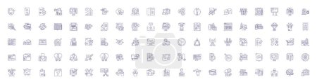Illustration for Customer marketing line icons signs set. Design collection of Engagement, Acquisition, Retention, Segmentation, Lead Generation, Outreach, CRM, Loyalty outline vector concept illustrations - Royalty Free Image