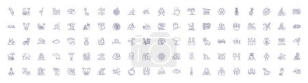 Illustration for Asian culture line icons signs set. Design collection of Asian, Culture, Japan, China, India, Rice, Cuisine, Temple outline vector concept illustrations - Royalty Free Image