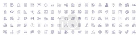 Ilustración de Iconos de línea de eficiencia empresarial conjunto de signos. Colección de diseño de Rentabilidad, Productividad, Automatización, Optimización, Optimización, Procesos, Integración, Concepto de vector de esquema de análisis - Imagen libre de derechos