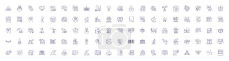 Illustration for Deep learning line icons signs set. Design collection of Deep learning, Neural networks, Machine learning, Backpropagation, CNN, NLP, AI, Reinforcement learning outline vector concept illustrations - Royalty Free Image