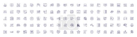 Téléchargez les illustrations : Icônes de ligne de l'économie circulaire signes ensemble. Design collection de Circulaire, Economie, Durable, Recyclage, Ressources, Réutilisation, Réduire, Illustrations de concepts vectoriels de contours renouvelables - en licence libre de droit
