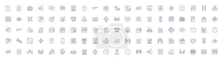 Ilustración de Conjunto de signos de iconos de línea autónomos. Diseño de la colección de Outsourcing, Independiente, Contratista Independiente, Autónomo, Consultoría, Trabajos en línea, Trabajo remoto, Ilustraciones de concepto de vectores de esquema de Gig - Imagen libre de derechos