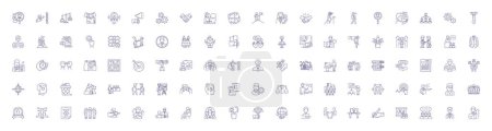 Illustration for Consulting business line icons signs set. Design collection of Consulting, Business, Advice, Training, Services, Solutions, Coaching, Strategy outline vector concept illustrations - Royalty Free Image