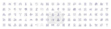 Illustration for Career development line icons signs set. Design collection of Career, Development, Growth, Progress, Success, Advancement, Proficiency, Exploration outline vector concept illustrations - Royalty Free Image