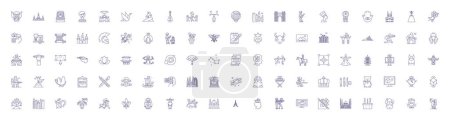 Illustration for Creativity line icons signs set. Design collection of Innovate, Imagination, Originality, Inspire, Design, Artistic, Invention, Think outline vector concept illustrations - Royalty Free Image