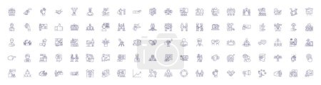 Illustration for Coaching expert line icons signs set. Design collection of Mentor, Advisor, Guide, Tutor, Consultant, Facilitator, Instructor, Teacher outline vector concept illustrations - Royalty Free Image