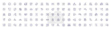 Illustration for Internet line icons signs set. Design collection of Network, digital, web, cyberspace, broadband, online, information, communications outline vector concept illustrations - Royalty Free Image