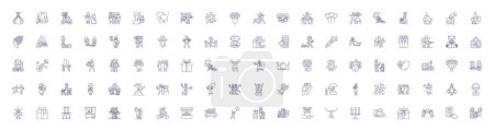 Illustration for Celebration line icons signs set. Design collection of Festivity, Jubilee, Rejoicing, merrymaking, Commemoration, Jubilation, Gaiety, Bounce outline vector concept illustrations - Royalty Free Image