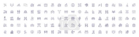 Illustration for Company line icons signs set. Design collection of Business, Firm, Corporation, Venture, Conglomerate, Company, Establishment, Organization outline vector concept illustrations - Royalty Free Image