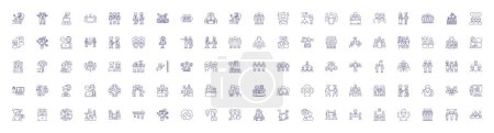 Illustration for Discussion line icons signs set. Design collection of Debate, Dialogue, Disagreement, Talk, Communication, Arguing, Analysis, Exchange outline vector concept illustrations - Royalty Free Image