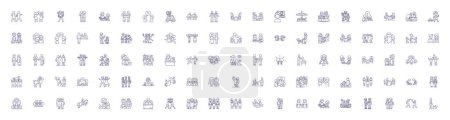 Illustration for Friendship line icons signs set. Design collection of Bonding, Companionship, Alliance, Fellow feeling, Support, Fellowship, Unity, Affinity outline vector concept illustrations - Royalty Free Image