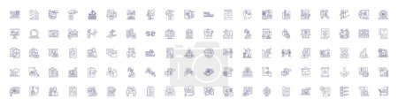 Ilustración de Conjunto de signos de iconos de línea de planificación y gráficos. Diseño de la colección de Planificación, Gráficos, Diseño, Disposición, Estrategia, Visualización, Creatividad, Ilustraciones del concepto de vector esquema de la organización - Imagen libre de derechos