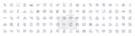 Illustration for Open innovation line icons signs set. Design collection of Open, Innovation, Collaboration, Sharing, Co Creation, Knowledge, Platforms, Exchange outline vector concept illustrations - Royalty Free Image