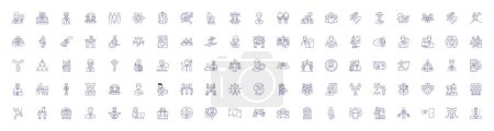 Illustration for Management department line icons signs set. Design collection of , Manage, Department, Staff, Team, Lead, Execute, Negotiate outline vector concept illustrations - Royalty Free Image