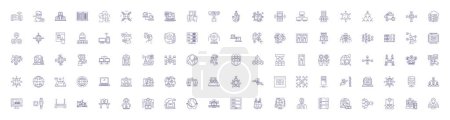 Illustration for Networking line icons signs set. Design collection of Networking, Network, Connectivity, Links, Internet, Telecommunications, Protocols, Hubs outline vector concept illustrations - Royalty Free Image