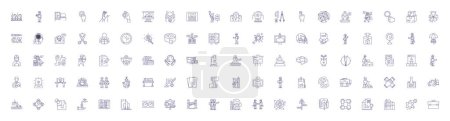 Illustration for Research and development line icons signs set. Design collection of Research, Development, Innovation, Experimentation, Investigation, Study, Analyzing, Analysing outline vector concept illustrations - Royalty Free Image