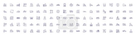 Ilustración de Línea de envío iconos signos conjunto. Colección de diseño de ilustraciones de concepto de vector de esquema de carga, envío, logística, carga, tránsito, envío, buque - Imagen libre de derechos