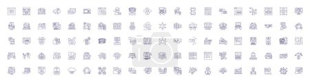 Illustration for Programming, coding line icons signs set. Design collection of programming, coding, software, development, language, algorithm, logic, syntax outline vector concept illustrations - Royalty Free Image