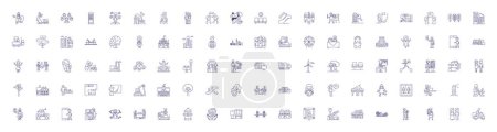 Ilustración de Conjunto de letreros de iconos de línea ctiy inteligente. Diseño de la colección de Smart, Ciudad, IoT, Automatización, Vigilancia, Conectado, Infraestructura, Sostenibilidad esquema vector concepto ilustraciones - Imagen libre de derechos