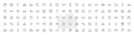 Illustration for Professional society line icons signs set. Design collection of Society, Professional, Network, Association, Community, Membership, Organization, Group outline vector concept illustrations - Royalty Free Image