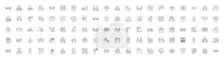 Illustration for Professional community line icons signs set. Design collection of Professional, Community, Network, Association, Group, Forum, Connect, Colleagues outline vector concept illustrations - Royalty Free Image