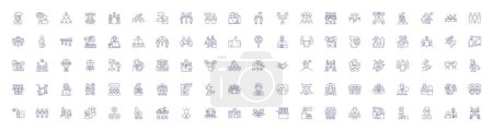 Illustration for Partnership line icons signs set. Design collection of Alliance, Cooperation, Union, Affinity, Fellowship, Consortium, Linkage, Interaction outline vector concept illustrations - Royalty Free Image