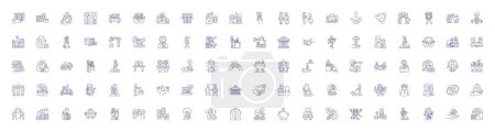 Illustration for Philanthropy line icons signs set. Design collection of Charitable, Generous, Altruistic, Selfless, Humane, Giving, Altruism, Donating outline vector concept illustrations - Royalty Free Image