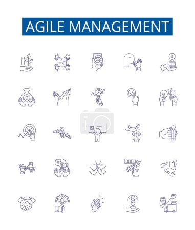 Illustration for Agile management line icons signs set. Design collection of Agile, Management, Scrum, Sprint, Kanban, Planning, Practices, Iterative outline vector concept illustrations - Royalty Free Image