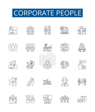 Illustration for Corporate people line icons signs set. Design collection of Executives, Managers, Professionals, Directors, Employees, Board, CEOs, Investors outline vector concept illustrations - Royalty Free Image