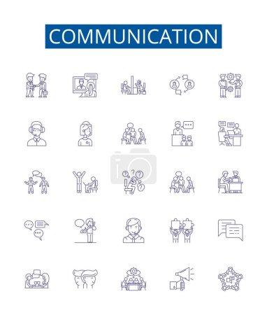 Illustration for Communication line icons signs set. Design collection of Speech, Writing, Listening, Signals, Conversation, Networking, Conversation, Expression outline vector concept illustrations - Royalty Free Image