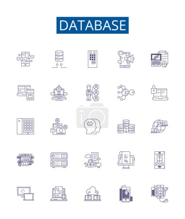 Illustration for Database line icons signs set. Design collection of Database, Store, Records, Storage, Information, Data, Access, SQL outline vector concept illustrations - Royalty Free Image