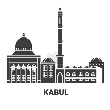 Téléchargez les illustrations : Afghanistan, Kaboul illustration vectorielle de ligne historique de voyage - en licence libre de droit